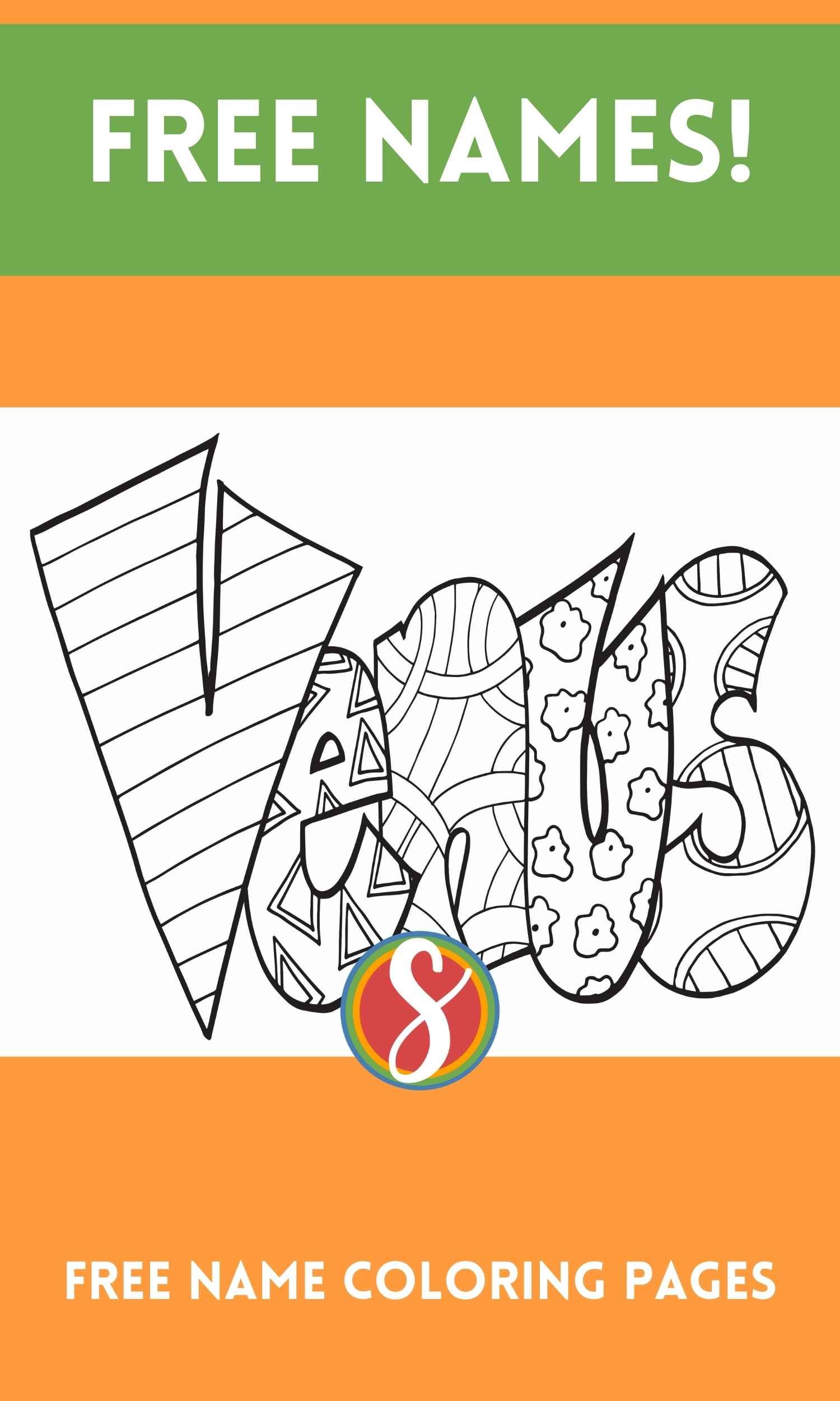 Free venus name coloring page printable â stevie doodles