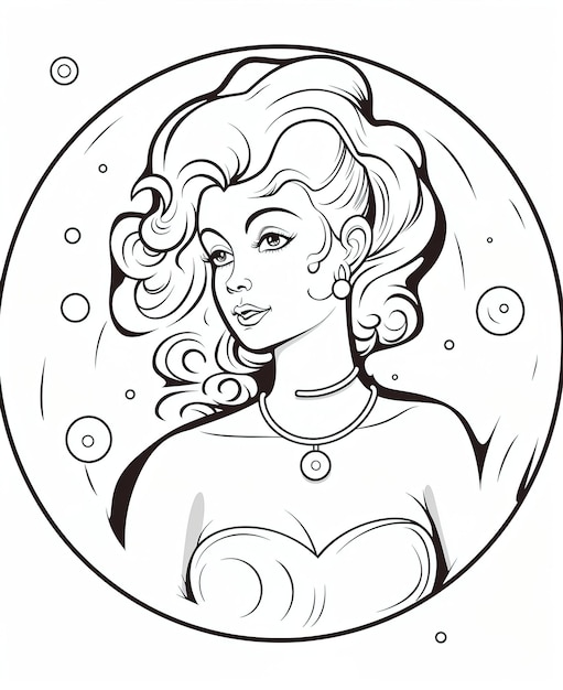 Premium vector drawing of the planet venus outlined art bold coloring book page for kids