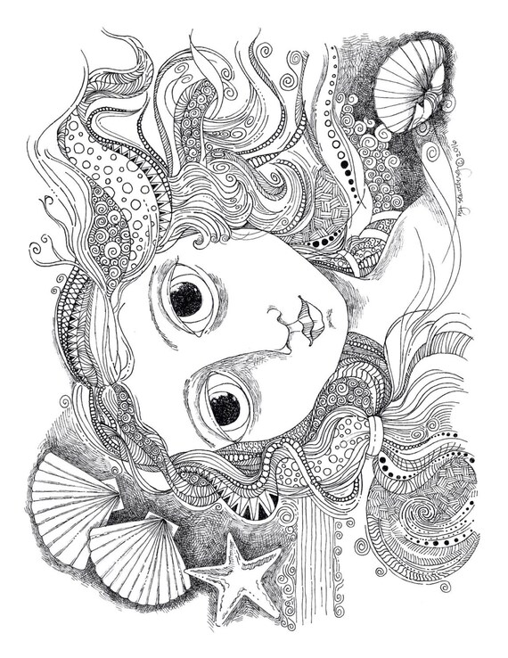 Coloring page hand drawn whimsical venus