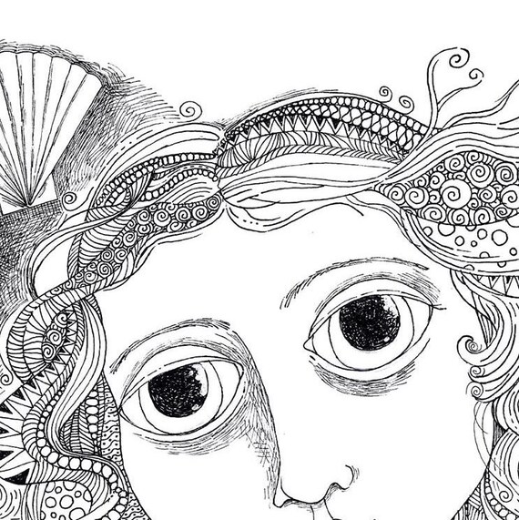 Coloring page hand drawn whimsical venus