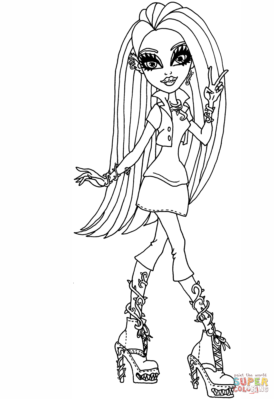 Monster high venus mcflytrap coloring page free printable coloring pages