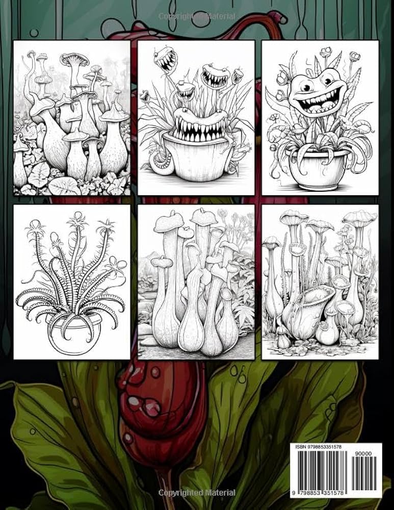 Carnivorous plants coloring book carnivorous plant adult coloring book with venus fly trap predatory pitcher plants design for fun m miller mara books