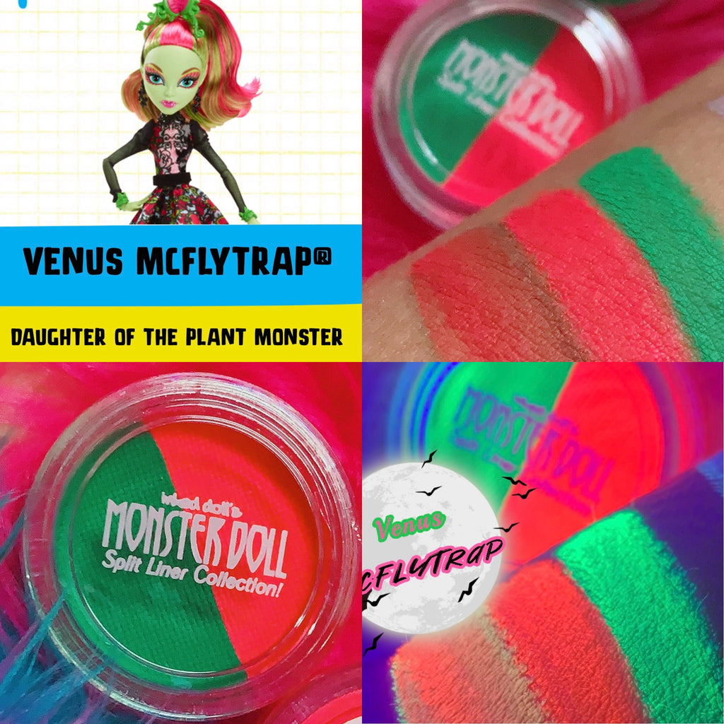Huge monster doll venus mcflytrap uv neon pastel split linerface â inkeddollcosmetics