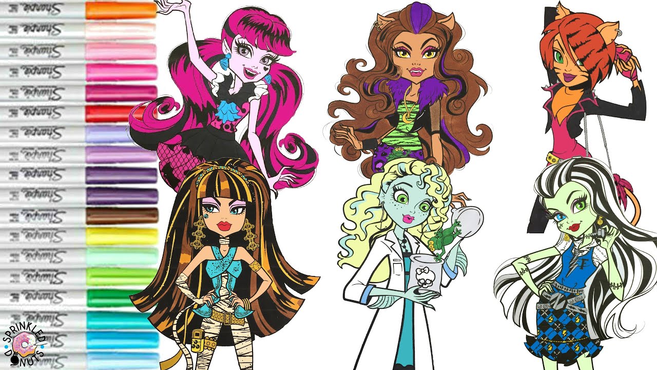 Onster high coloring book copilation draculaura frankie stein clawdeen cleo lagoona blue toralei