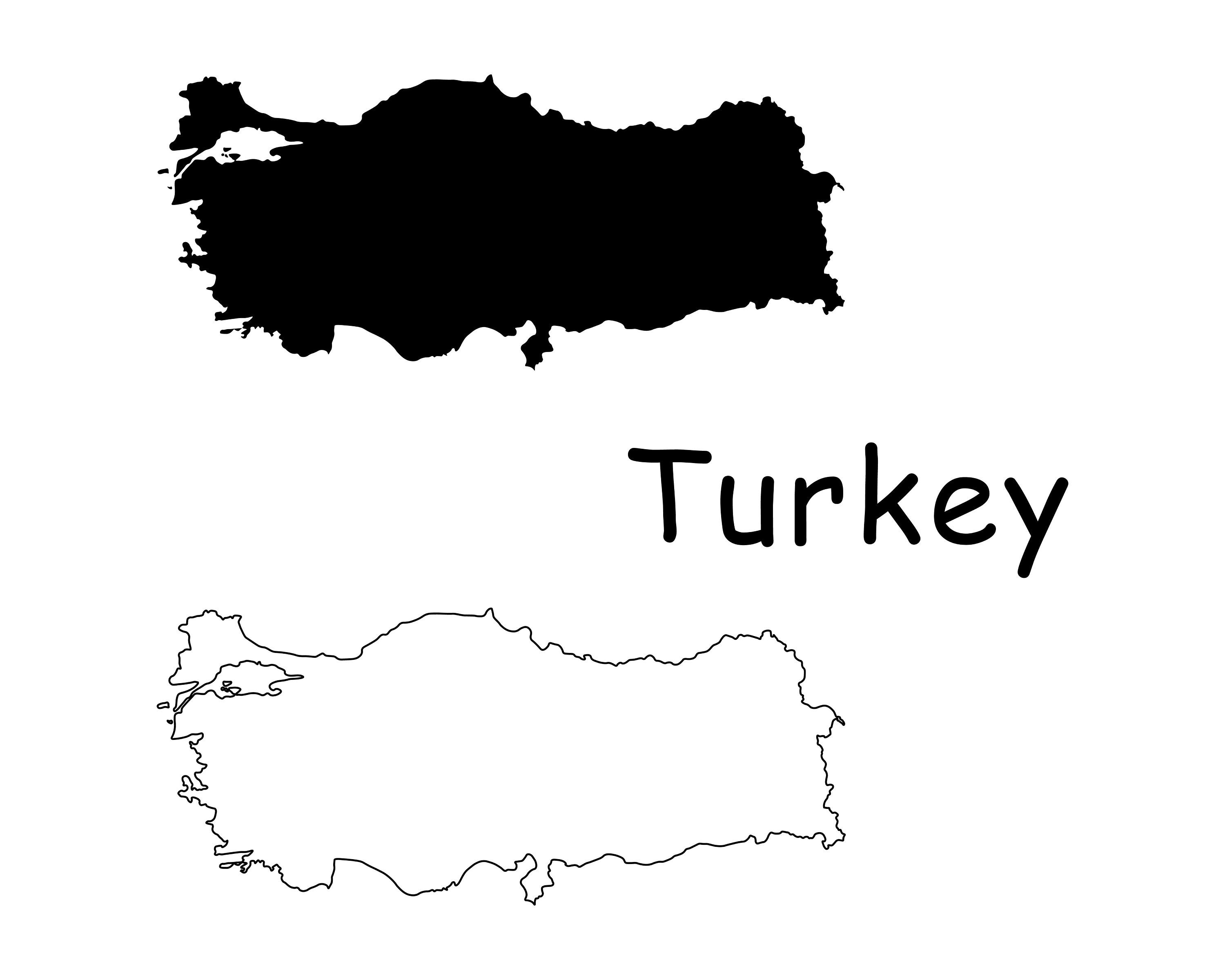 Mapa de turquãa mapa turco blanco y negro contorno sãlido detallado mapa del paãs de turquãa descarga digital instantãnea svg png eps ai