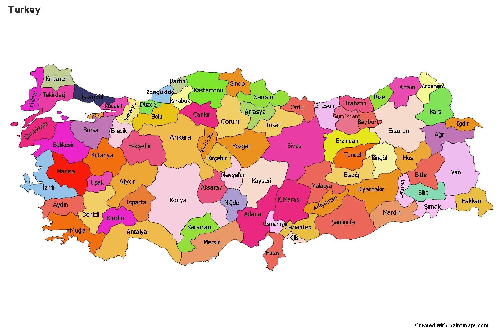 Sample maps for turkey colored haritalar harita tãrkiye