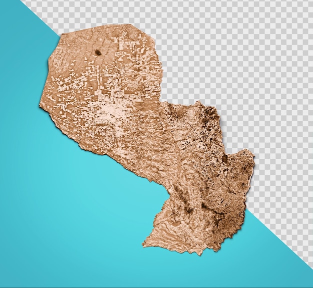 Paraguay mapa topogrãfico d realista paraguay mapa color d ilustraciãn archivo psd premium