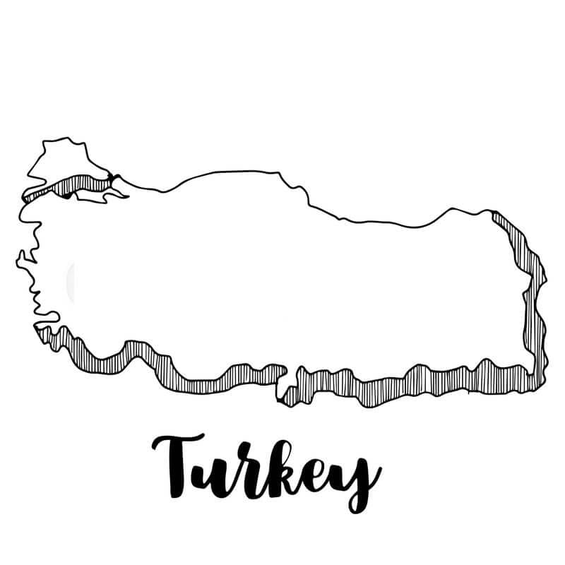 Map of turkey coloring page