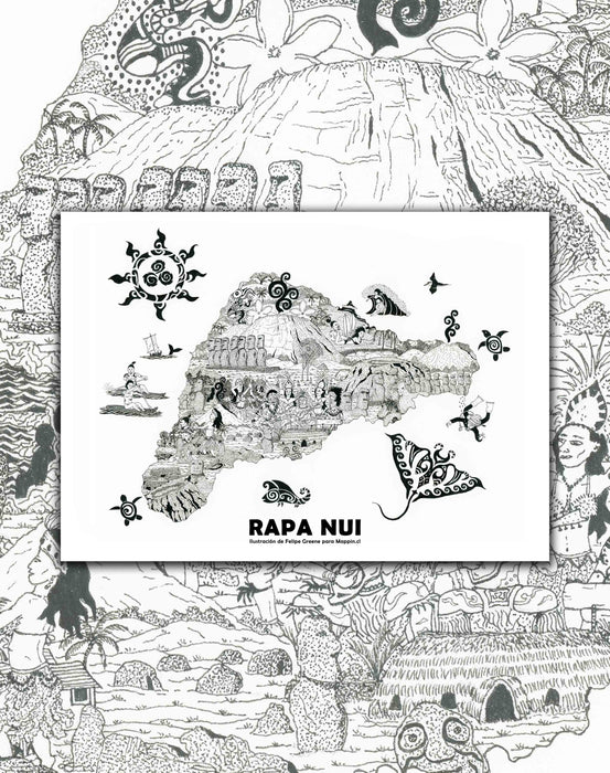 Mapa de rapa nui ilustrado