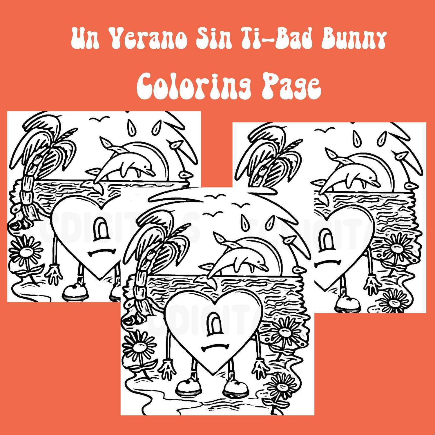 Un verano sin ti coloring page bad bunny coloring digital download digital coloring jpg printable coloring page printable coloring jpg instant download
