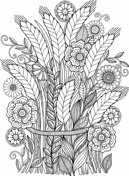 Coloring set different tropical plants banana leaves palm trees flower stock vector by natasha