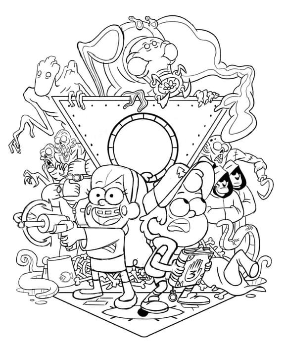 Gravity falls coloring pages pieces print for free