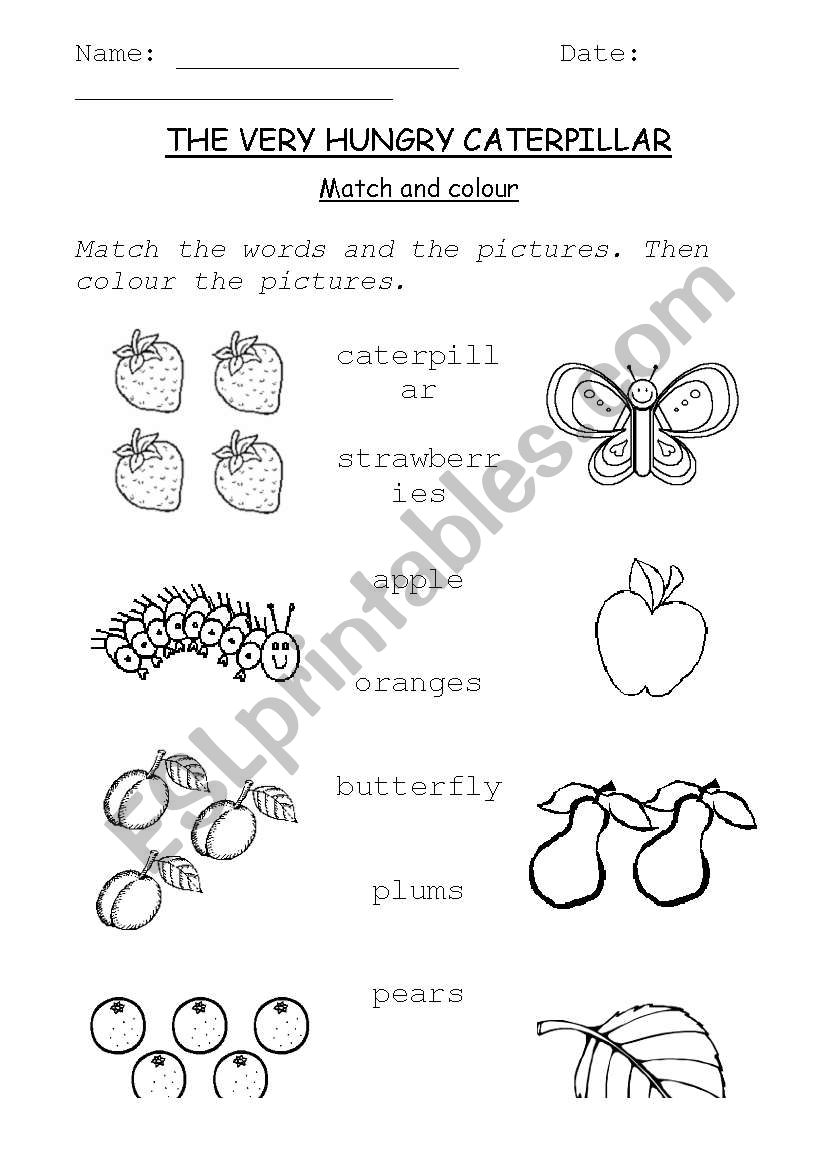 The very hungry caterpillar match and color