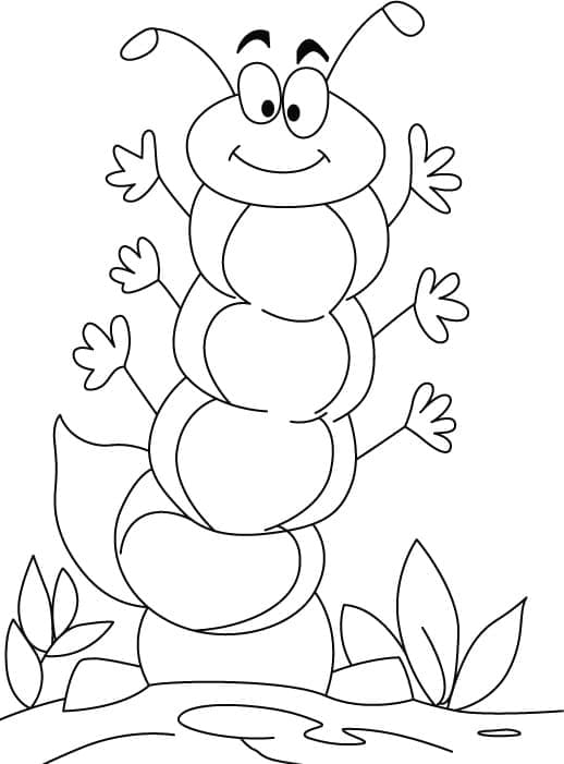 Friendly caterpillar coloring page