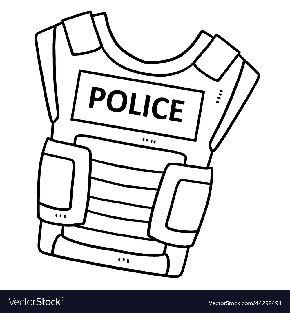 Police bulletproof vest isolated coloring page vector image