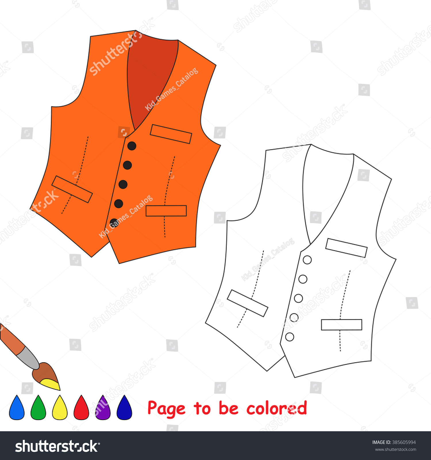 Vest be colored coloring book children stock vector royalty free