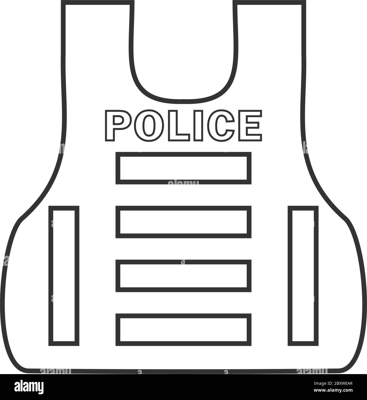 Police flak jacket or bulletproof vest black icon flat on white background stock vector image art