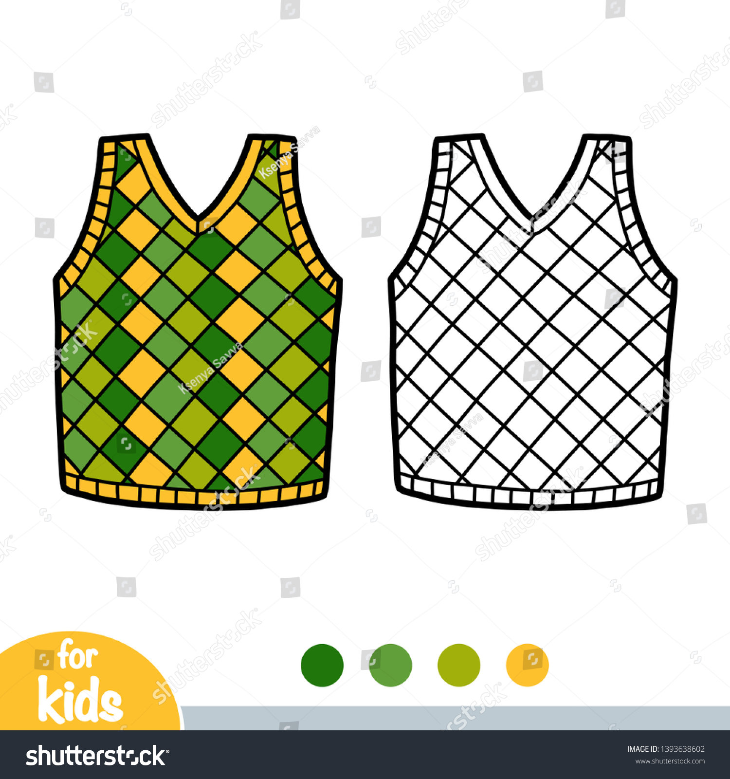Coloring book children mens plaid vest stock vector royalty free