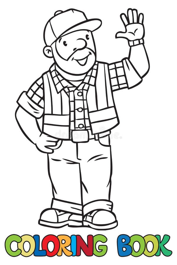 Coloring book of funny driver or worker stock vector