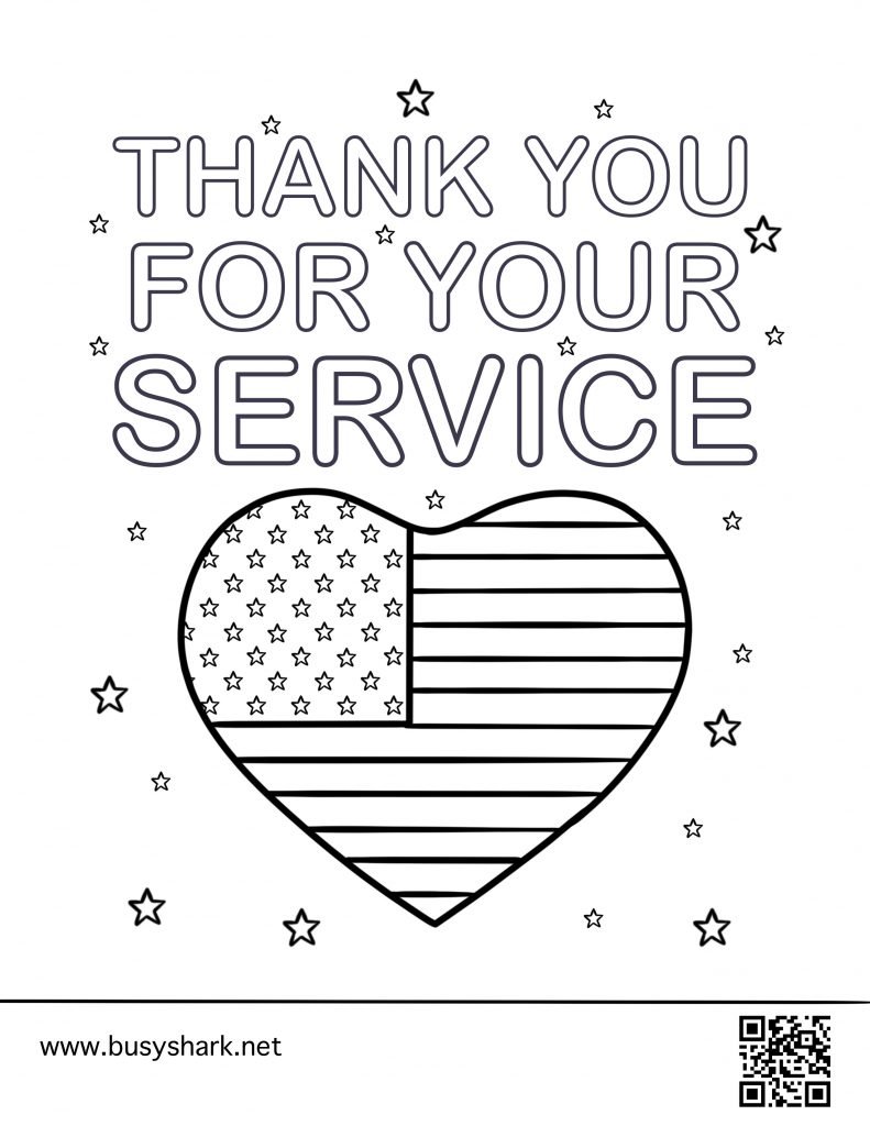 Thank you for your service coloring page