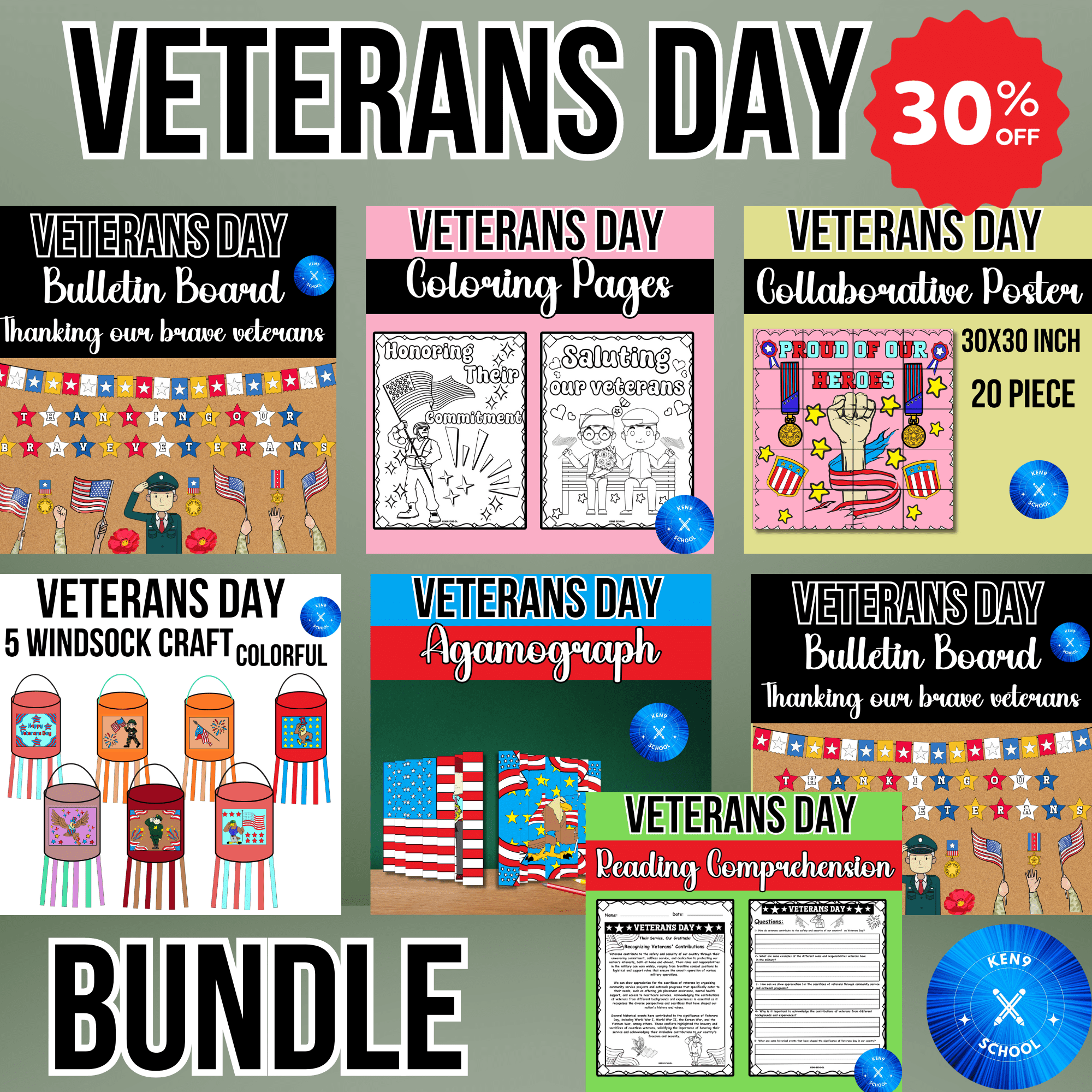 Veterans day bundlebulletin board coloring windsockagamographand more made by teachers