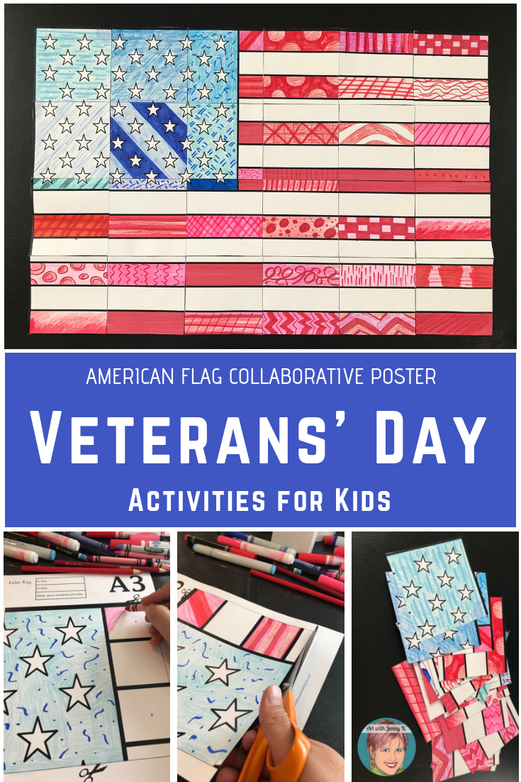 Veterans day collaborative flag art with jenny k veterans day activities veterans day for kids veterans day coloring page
