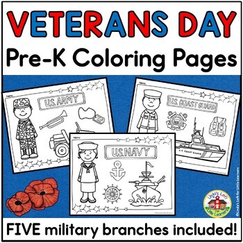 Veterans day coloring pages for preschool and kindergarten tpt