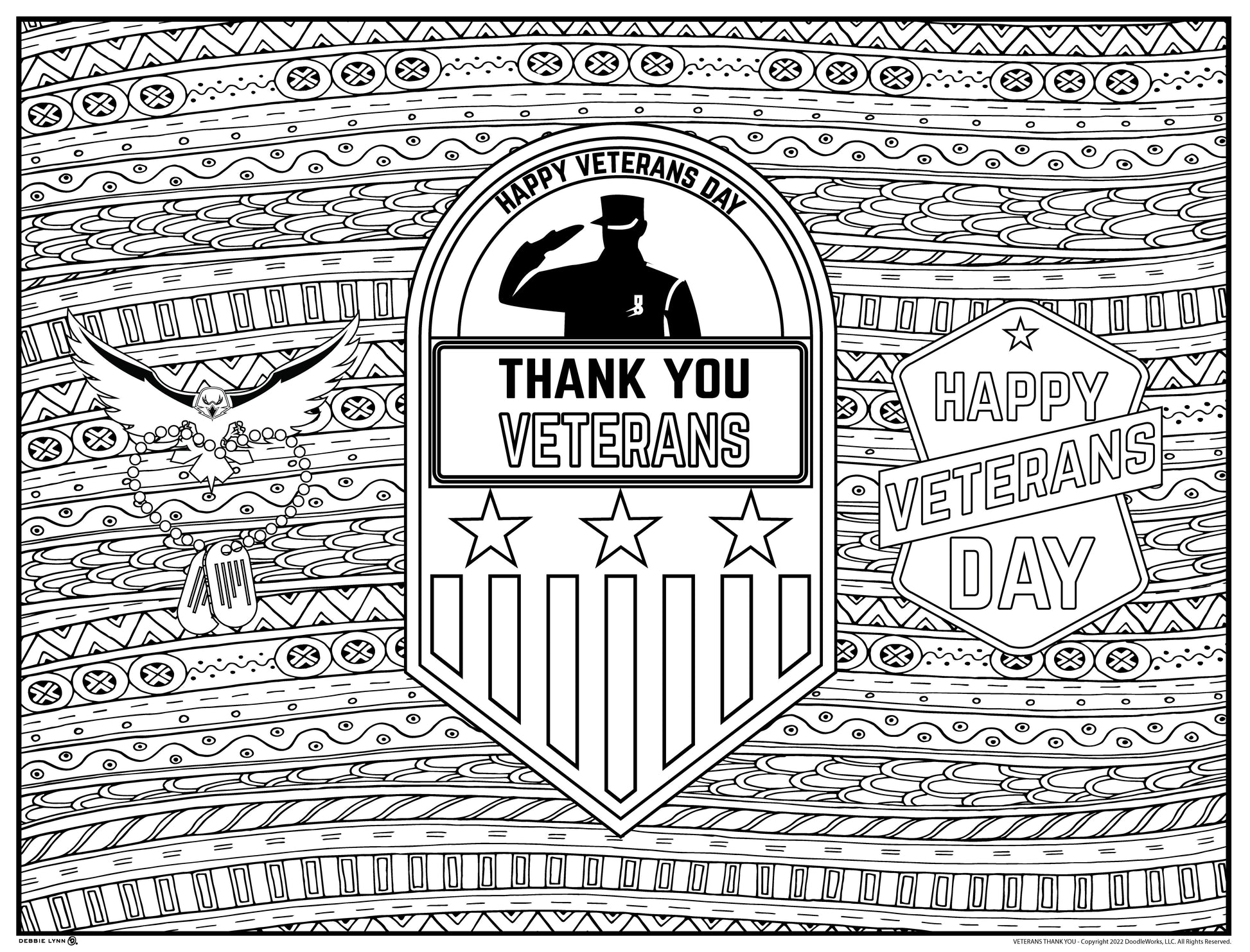 Veterans thank you personalized giant coloring poster x â debbie lynn