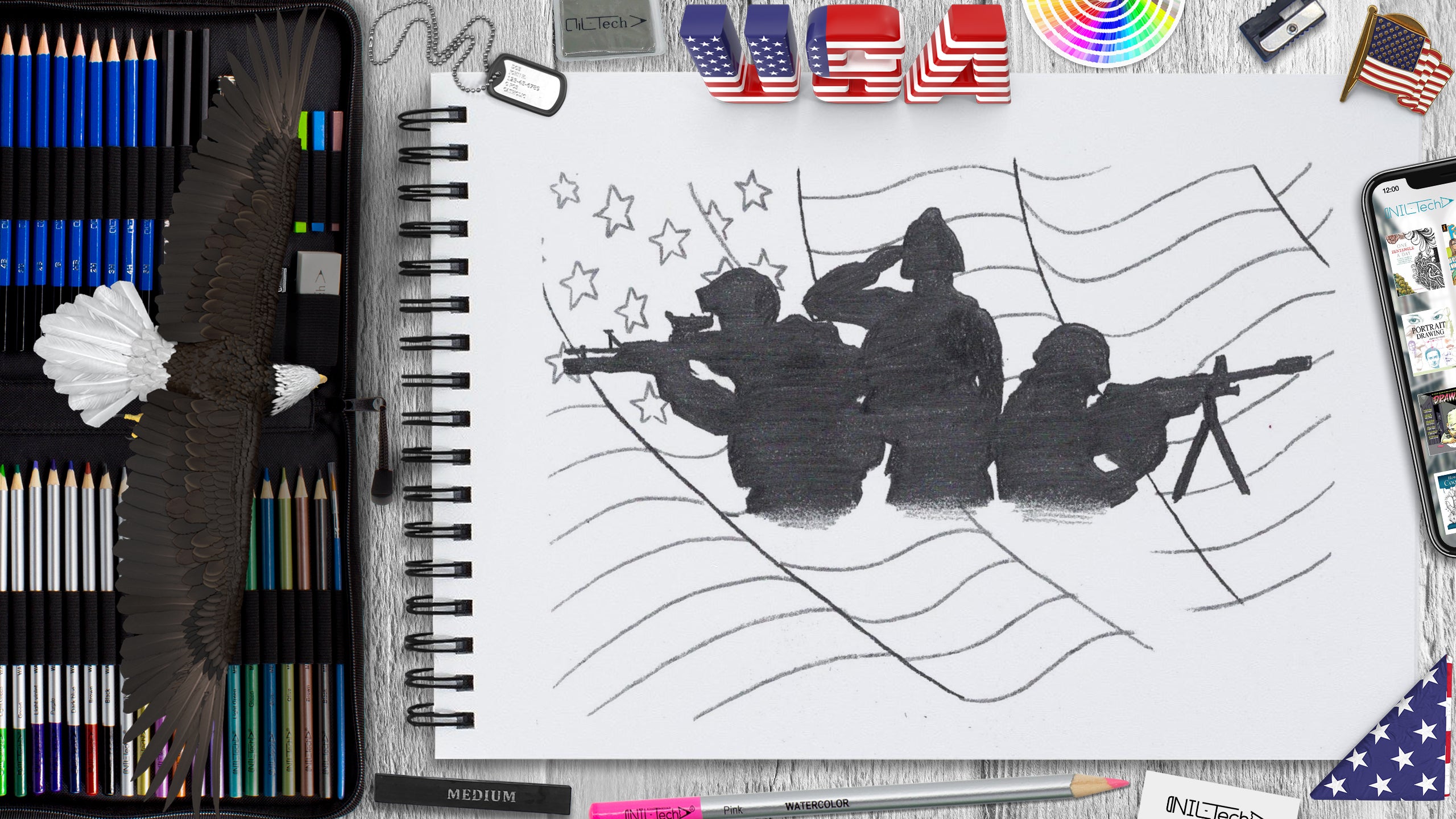 Veteran day drawing tutorial nil tech