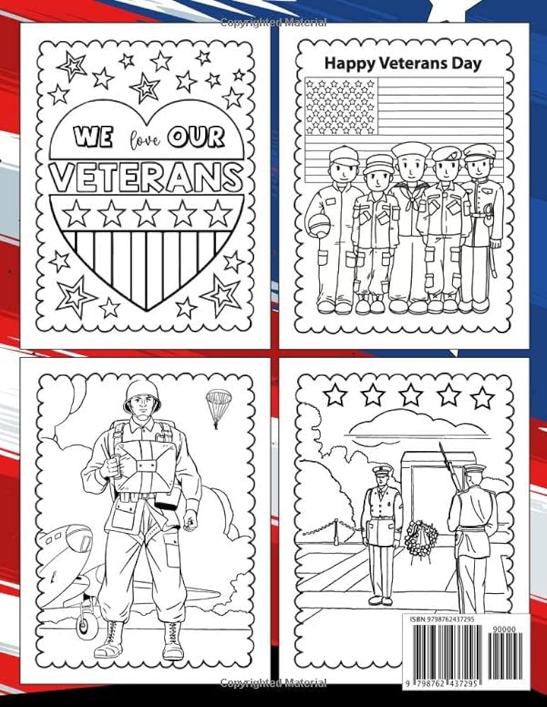 Veterans day coloring book for kids veterans day coloring pages for kids proud and honor history of usa great gifts for american children publishing jose bauch books