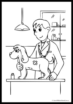 Vet clinic colouring pages