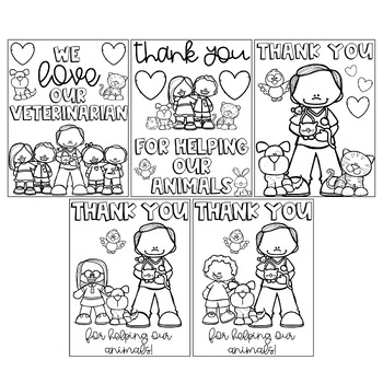 Vet appreciation coloring pages cards
