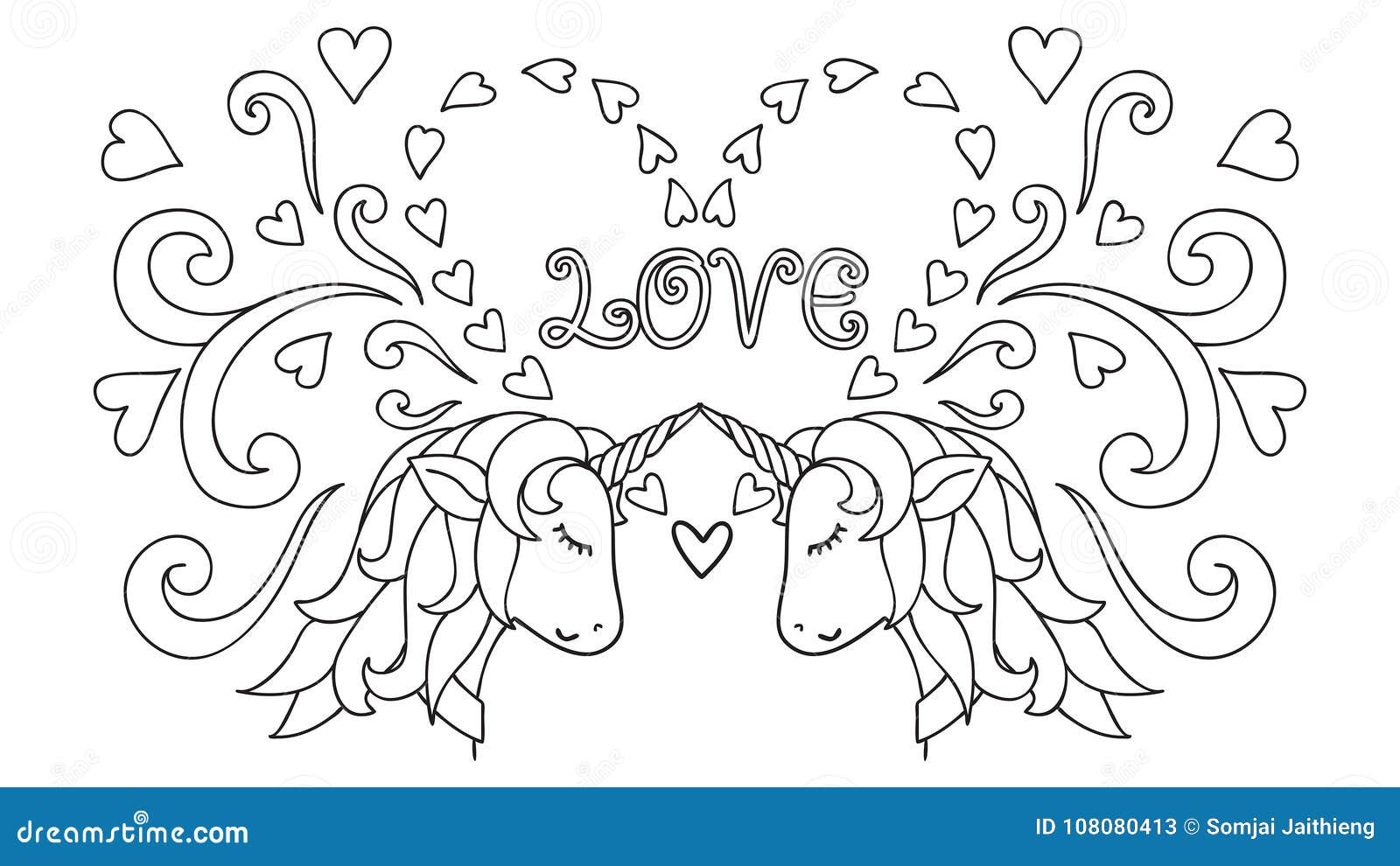 Hand drawn unicorn magical animal vector artwork black and white coloring book pages for adults and kids stock vector