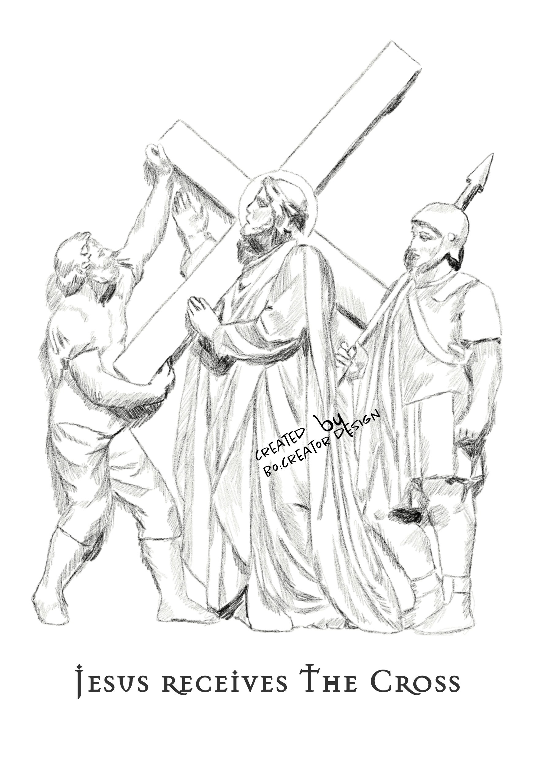 Conjunto pleto de estaciones de la ilustraciãn de la cruz