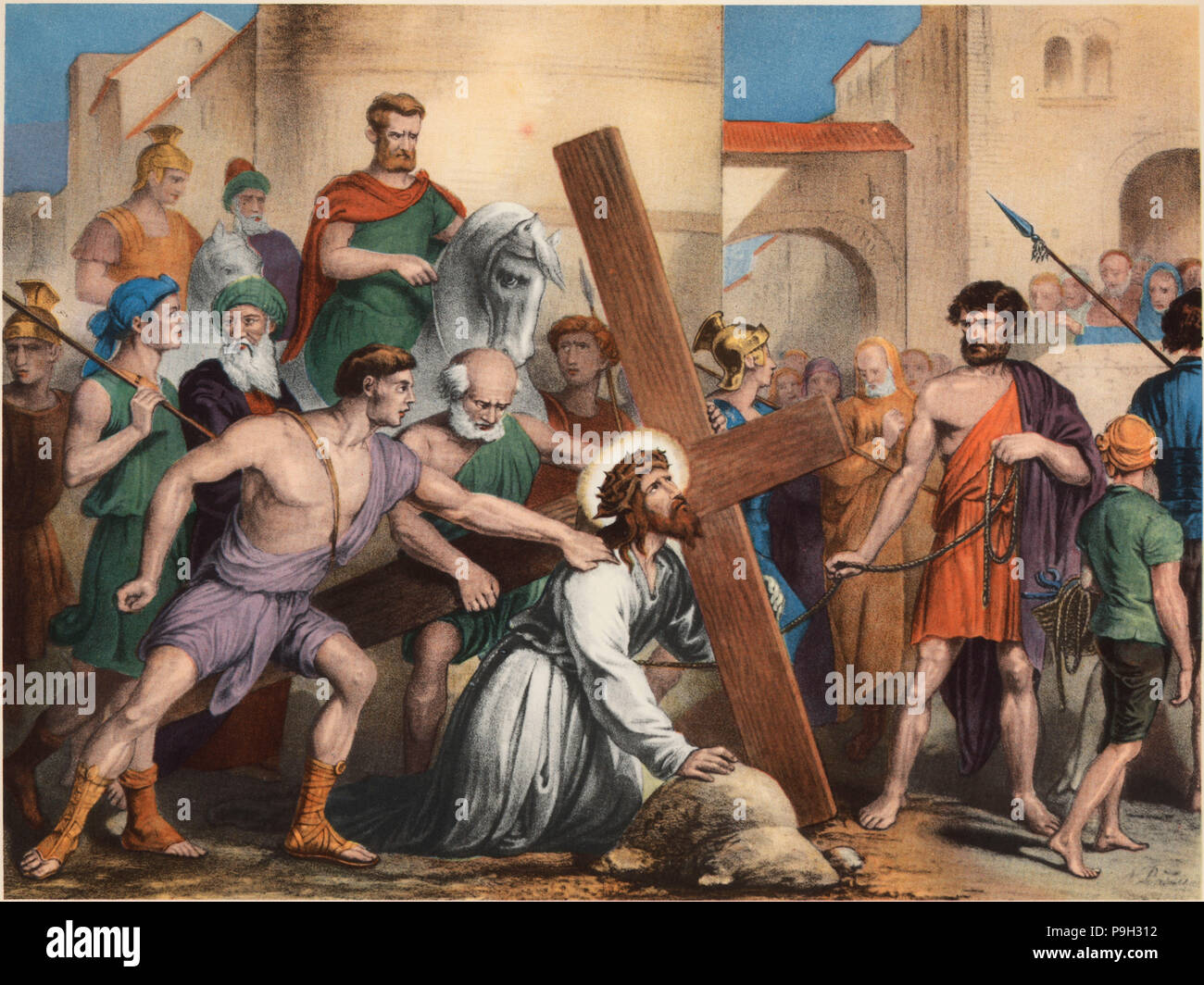 Via crucis tercera taciãn jãºs cae por primera vez dibujo por pascual edicion barsal barca fotografãa de stock