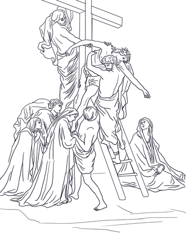 Dibujo de decimotercera estaciãn jesãºs es bajado de la cruz para colorear dibujos para colorear imprimir gratis