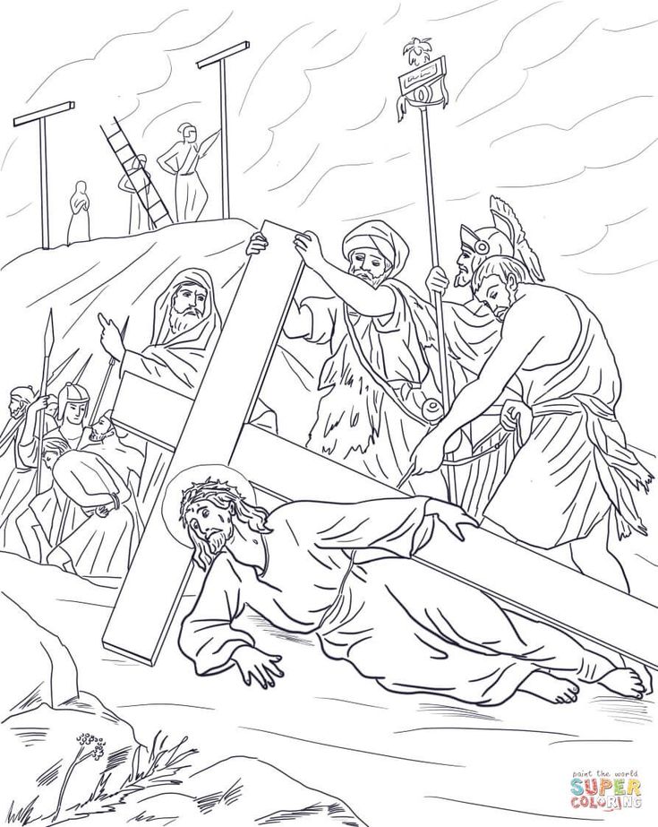 Creative picture of stations of the cross coloring pages