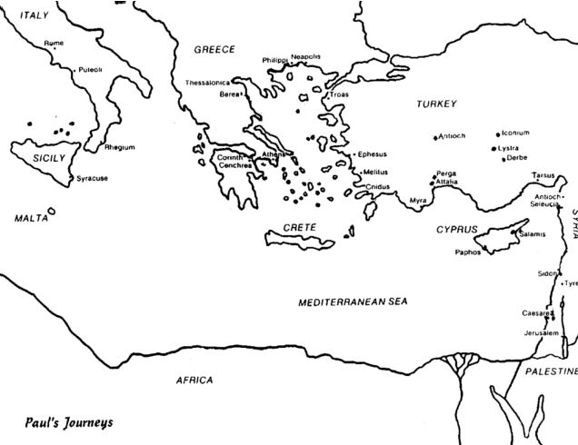 Blank map pauls missionary journeys sketch coloring page pauls missionary journeys sunday school coloring pages bible coloring pages