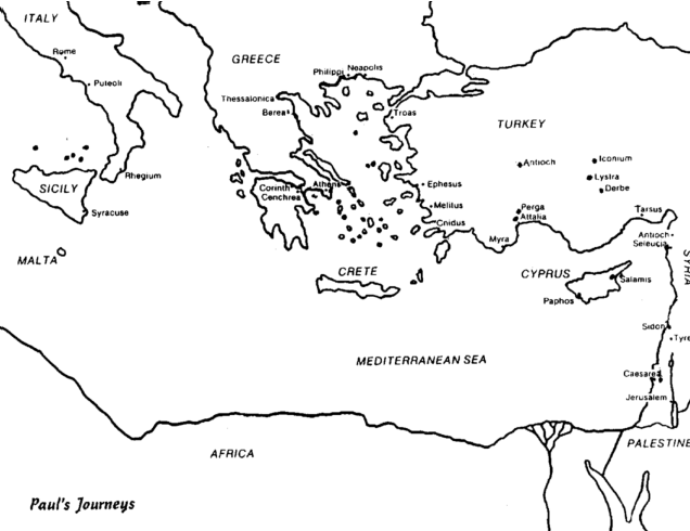 Blank map pauls missionary journeys sketch coloring page pauls missionary journeys sunday school coloring pages bible coloring pages