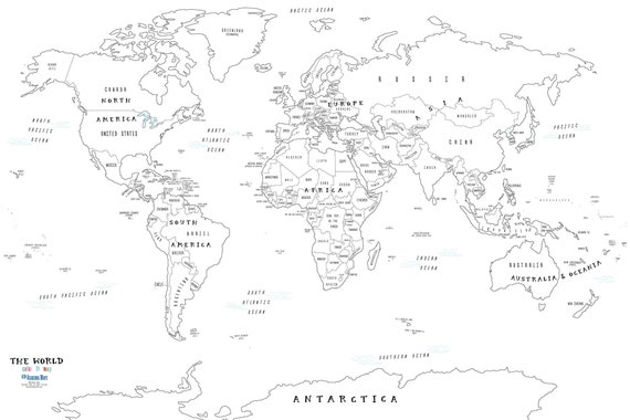 Color en el mapa de viajes del mundo pãgina grande para colorear para adultos calanãa de