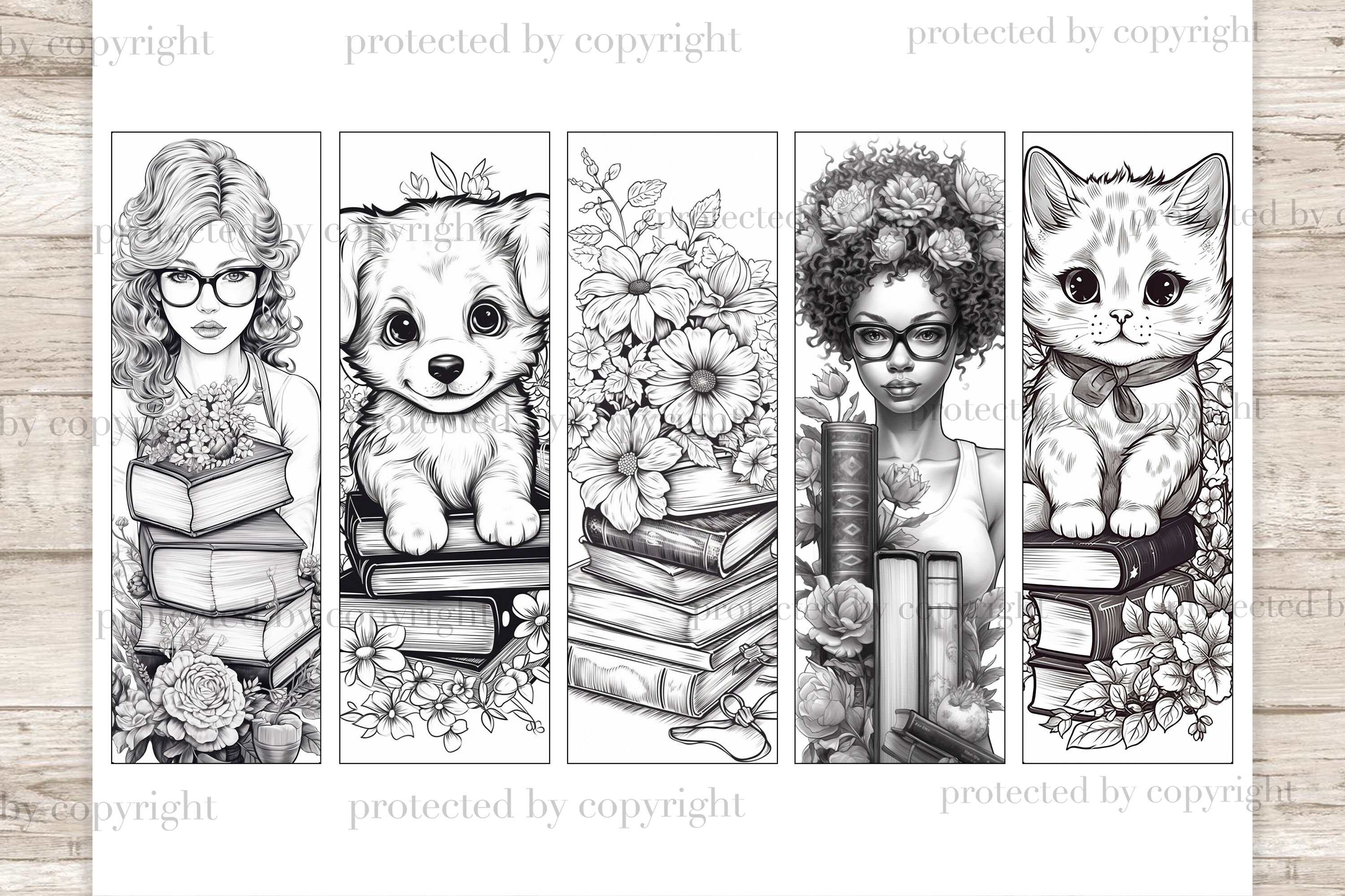 Coloring bookmarks printable print and cut bundle by glamartzhanna