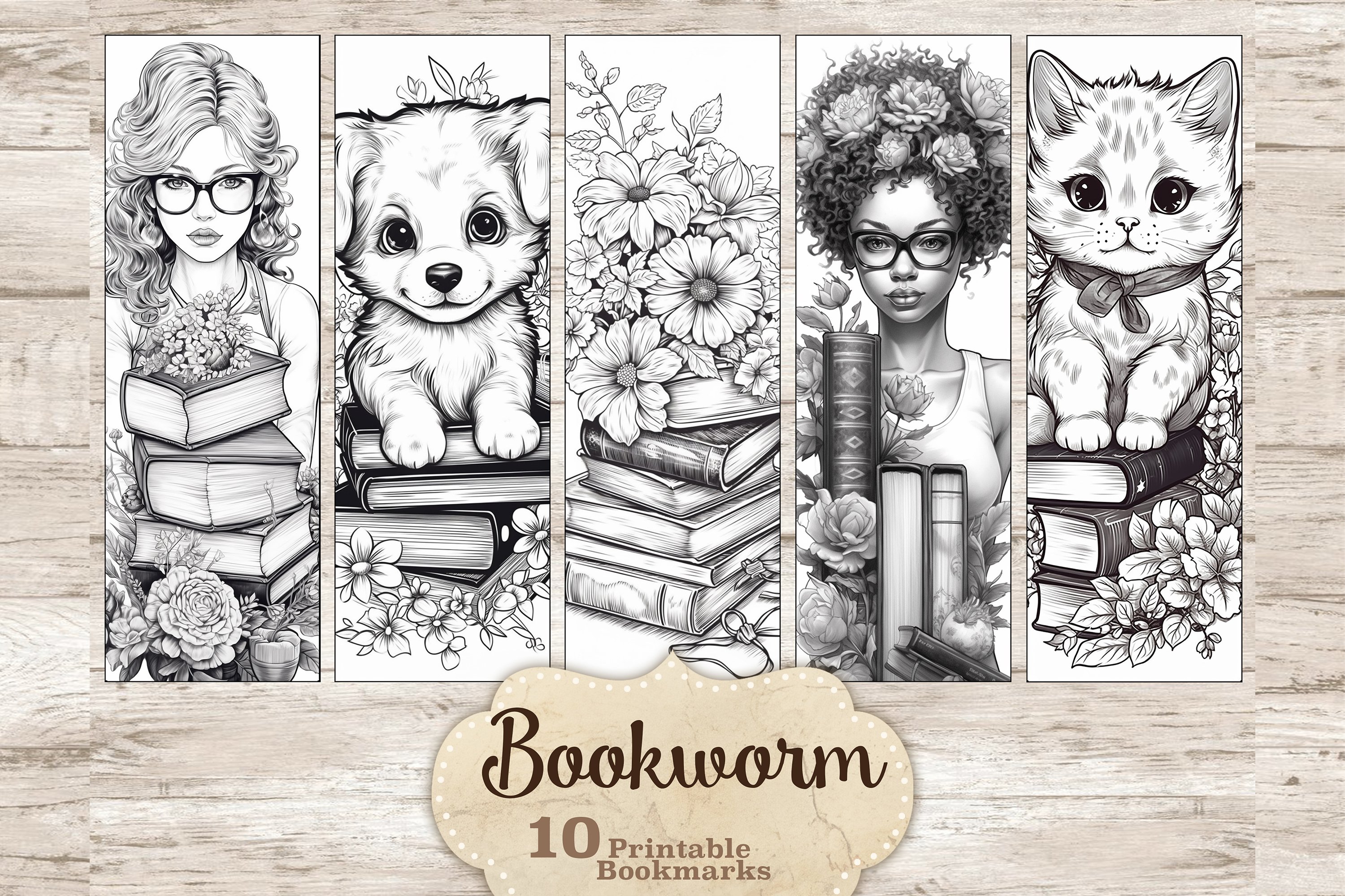 Coloring bookmarks printable print and cut bundle
