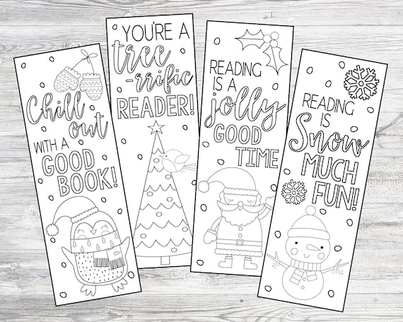 Buy printable color your own christmas winter bookmarks instant digital download diy coloring bookmarks santa snowman penguin tree bookmarks online in india