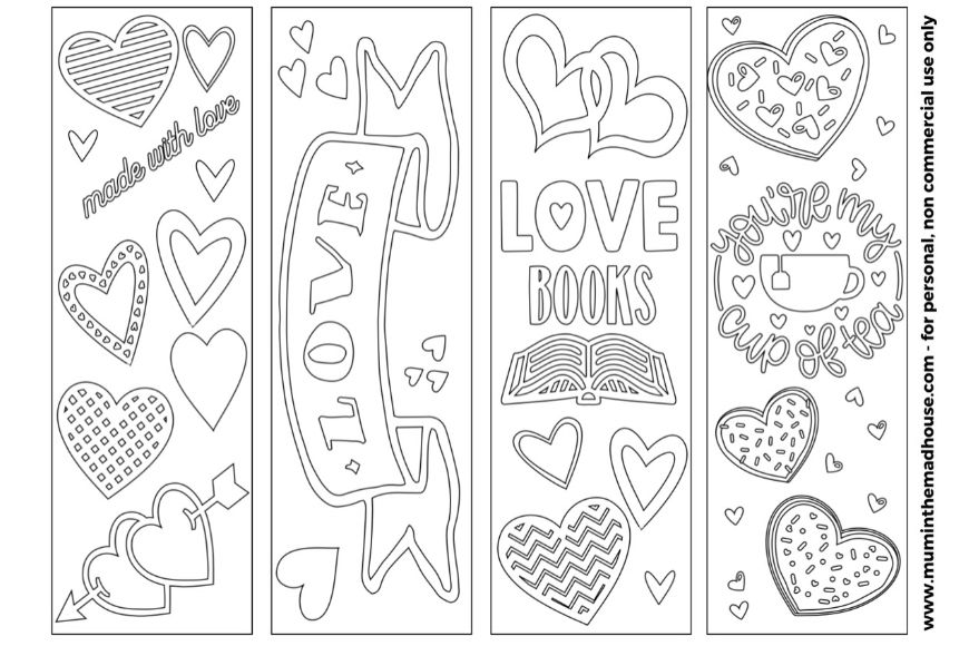 Valentine printable colouring page bookmarks mum in the madhouse