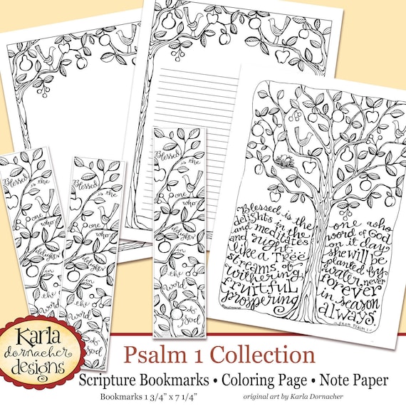 Psalm be like a tree bible journaling color your own instant download art print coloring page printable christian religious
