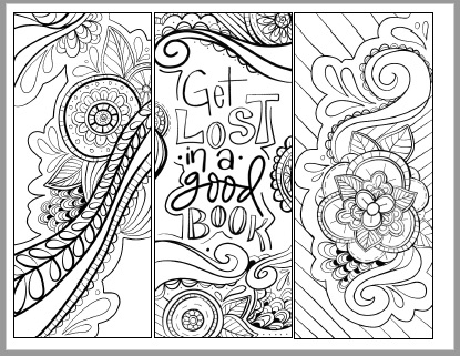 Printable bookmarks to color