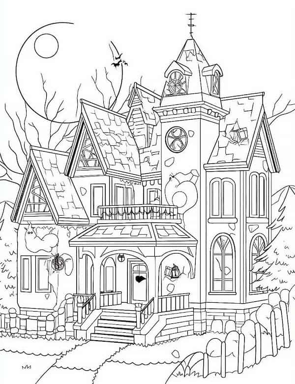 Creative haunted house coloring pages