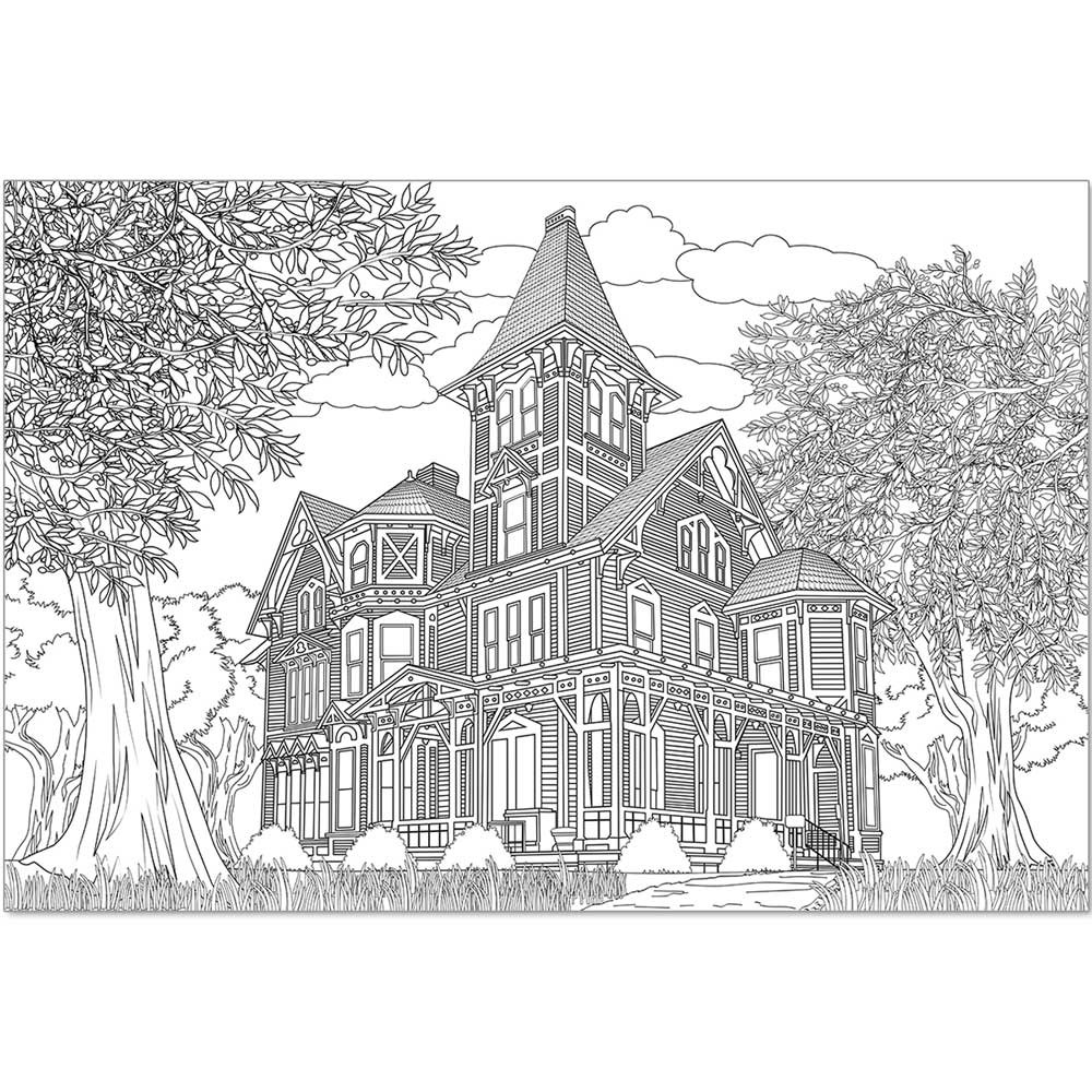 Victorian house coloring poster