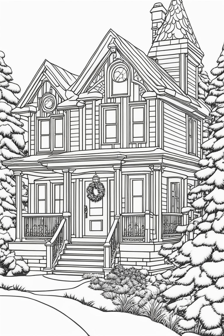 Victorian christmas night coloring sheet