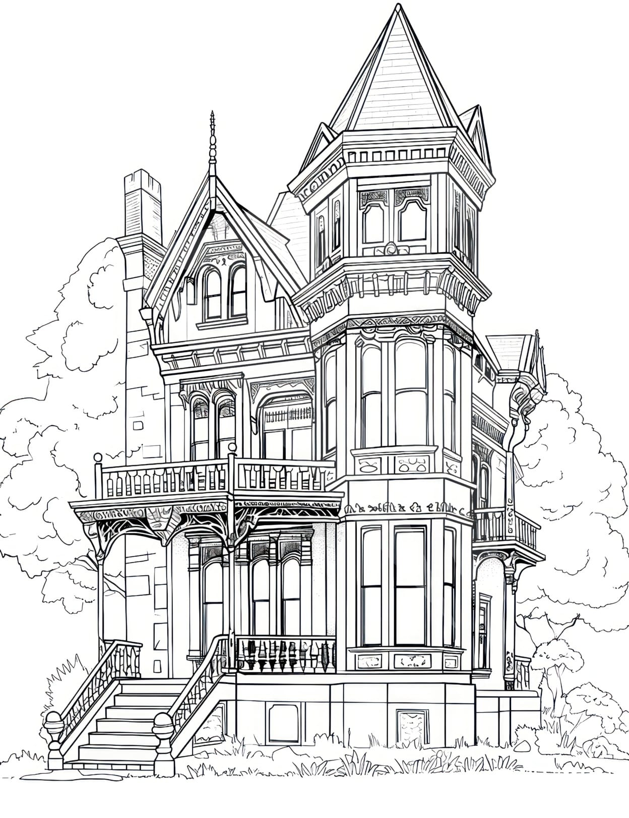 House coloring pages for adults and kids